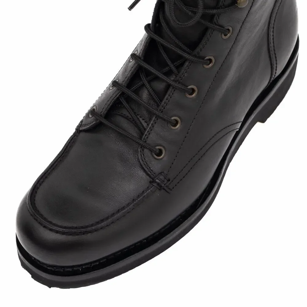 GUCCI Tom Ford Era Men's Leather Moc Toe Combat Boot Black EU43.5/US10.5